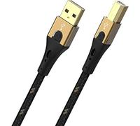 Oehlbach Primus - Cable USB Tipo B 2.0 (Alta Velocidad, 480 MB/s, Conector metálico HPOCC, apantallamiento Triple, Impresora, escáner, Amplificador de Audio, 10 m), Color Negro y Dorado