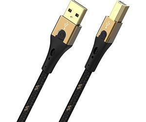OEHLBACH Primus - Cable USB Tipo B 2.0 (Alta Velocidad, 480 MB/s, Conector metálico HPOCC, apantallamiento Triple, Impresora, escáner, Amplificador de Audio, 50 cm), Color Negro y Dorado