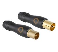 Oehlbach Transmission Shift M+F - Conector de Antena coaxial IEC (m/w) (coaxial, Adaptador, atornillable), Chapado en Oro para conexión TV/Radio - 2 Unidades