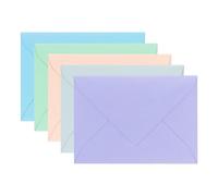 ÖKI Sobres de colores pastel, para tarjetas de felicitación, invitaciones, tarjetas de cumpleaños, color azul, verde, melocotón, gris, lila, sobres y cartas, tamaño B6, 125 x 176 mm, 10 unidades