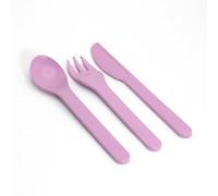Ökolution Juego de cubiertos de plástico de 54 piezas, 18 cuchillos, tenedores, cucharas, duraderos y estables, color rosa, RPET - de plástico reciclado