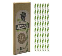 Ökolution Pajitas desechables de papel FSC, 20 unidades, color verde y blanco, 19 cm de largo, para barbacoas o cumpleaños infantiles, papel FSC, embalaje sostenible