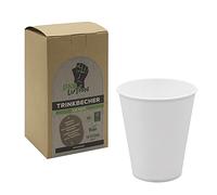 Ökolution Vasos de cartón blanco, 10 unidades, aprox. 250 ml, para bebidas frías y calientes, sin revestimiento de plástico o plástico orgánico, estable, de cartón FSC sostenible