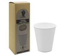 Ökolution Vasos de papel blanco 25 unidades, aprox. 250 ml, para bebidas frías y calientes, sin revestimiento de plástico o plástico orgánico, estable, de cartón FSC sostenible