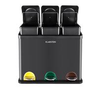 KLARSTEIN Ökosystem Cubos de basura para reciclaje 45L (3 basureros de 15 litros,mecanismo de pedal, identificación por colores) - negro