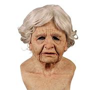 Oellinx Máscara de Halloween aterradora Máscara de hombre viejo Máscara de Halloween espeluznante de látex suave Vestido fantástico para la fiesta de disfraces de Halloween (Q)