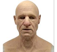 Oellinx Máscara de Látex Realista para Ancianos, Calva Completa, Halloween, Fiesta de Disfraces, Unisex, Talla Única