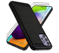 Oelrstfe Funda para Samsung Galaxy A52 4G/5G / A52s 5G con 2 Piezas Cristal Templado, [Protección Militar] Carcasa Protectora Antigolpes, Fina Suave TPU Silicona Caso Anti-Choques Case, Negro