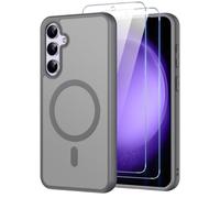 Oelrstfe Funda para Samsung Galaxy S23 FE Compatible con MagSafe, Gris | Esta funda mate de tacto suave es antigolpes y antideslizante, protege la cámara e incluye 2 protectores de pantalla.