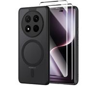 Oelrstfe para Honor Magic 7 Lite 5G Funda Compatible con MagSafe con 2 Piezas Protector Pantalla Cristal Templado, [Protección de Cámara] Magnética Translúcida Trasera Antigolpes, Negro