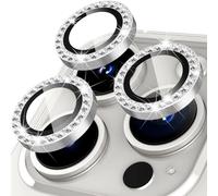 Oelrstfe Protector de Lente Cámara para iPhone 13 Pro/13 Pro Max,Película Protectora de Camara Lentes,Cristal Vidrio Templado HD Transparente Dureza 9H Anti-arañazo Sin Burbujas Protección,Plata
