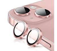 Oelrstfe Protector de Lente Cámara para iPhone 15/15 Plus,Película Protectora de Camara Lentes,Cristal Vidrio Templado HD Transparente Dureza 9H Anti-arañazo Sin Burbujas Protección,Rosa