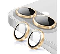 Oelrstfe Protector de Lente Cámara para iPhone 17,Película Protectora de Camara Lentes,Cristal Vidrio Templado HD Transparente Dureza 9H Anti-arañazo Sin Burbujas Protección,Dorado
