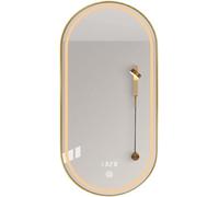 oeLucrv Espejo de baño Ovalado Dorado, Espejo de Pared LED, Espejo de tocador/Espejo de Afeitar para Sala de Estar, Dormitorio, vestíbulo, función de atenuación, Almohadilla antivaho e Interruptor