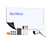 OELZWVN Pizarra blanca magnética, 45 x 100 cm, lámina magnética autoadhesiva, pizarra blanca con rotulador, cinta de borrar sin residuos ni imán, para superficies lisas, oficina, casa
