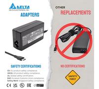 OEM Delta 65W USB Tipo C Cargador rápido para Lenovo ThinkPad Yoga L13 E15 E14 X13 T14 L14 L15 R14 T14s T15 Gen 1 2 3, X1 Carbon Gen 11 10 12 9 8 E16 X13 Gr. en 5 4 3 P14s P15s Laptop USB C Adaptador