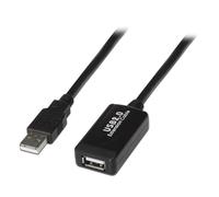 OEM USB1-5 Extensor USB 2.0 - Longitud 5,0 m - Conectores USB A M/H - Activo - Color negro - Trasferencia hasta 480 Mbps