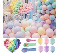 OEMG 150Pcs Globos Colores Pastel, 100x 10" Globos +25x 12" Globos +25x 5" Globos, Mezclado 6 Colores, Globos Pastel, Globos de Colores Pastel, Guirnalda Globo Pastel, Globo Arcoiris Pastel Para Niños
