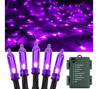OEMG Halloween Guirnalda Luces Moradas,12M 120 LED Cadena Luces Halloween Pilas Purpura - 8 Modos, Impermeable IP65, Decoración Navidad Guirnaldas Luminosas Moradas