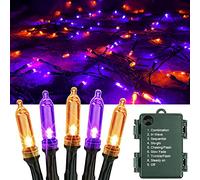 OEMG Halloween Guirnalda Luces Naranja Moradas,12M 120 LED Cadena Luces Halloween Exterior Impermeable IP65, Decoración Navidad Guirnaldas Luminosas Moradas Purpura, 8 Modos