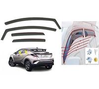 OEMM Juego de 4 deflectores de Viento Tipo Canal compatibles con Toyota CH-R 5 Puertas Crossover SUV 2016 2017 2018 2019 2020 Viseras Laterales de Cristal acrílico para Ventana Deflectores CHR