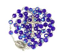 OEMOO Rosario católico para mujer, collar de rosario azul, collar de cuentas, regalo de primera comunión, regalos católicos cristianos