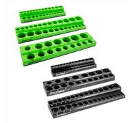 OEMTOOLS 22488 - Juego de 6 bandejas magnéticas métricas y SAE, organizadores de enchufes negros y verdes, juego de bandejas organizadoras de llaves de vaso de 1/4, 3/8, 1/2 pulgada
