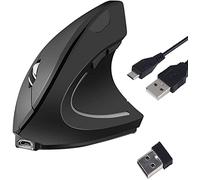 OENLY Ratón Vertical Ergonómico Recargable USB inalámbrico Ratón, 2.4 G ratón óptico de Alta precisión para PC/portátil/Mac, reposamuñecas Botones de Pulgar Ajustables, 3DPI 5Botones