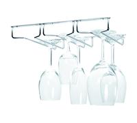 Oenophilia Under Cabinet Stemware Rack Wine Glass Holder Under Cabinet Kitchen Chrome Finish Holds 6-9 Glasses Depending on Style