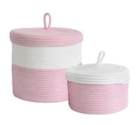 Oenothera 2 Piezas Cesta con Tapa, Cesta Almacenaje, Cestos Almacenaje Decorativas, para organización y almacenamiento del dormitorio（Rosa）