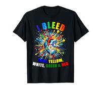 OES Heart I Bleed Azul Amarillo Blanco Verde & Rojo Estrella Oriental Camiseta