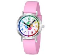 ÖSSZEFUT Reloj analógico para niños de 8 a 12 años, fácil de leer, enseñanza, aprendizaje, tiempo de estudio, para profesores, regreso a la escuela, 5. Rosa, Correa