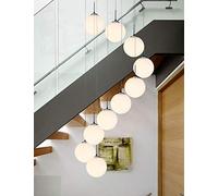 OEUBEQ Lámpara de araña de Espiral con Bola de Cristal Blanco para Sala de Estar, lámpara de araña de Escalera Minimalista Moderna, lámpara de Restaurante con Personalidad Creativa para