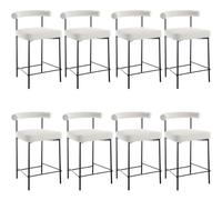 OEUBEQ Taburetes de bar de altura de mostrador, juego de 8 taburetes modernos de barril, sillas de isla de cocina Sherpa de 26 pulgadas con patas de metal negro