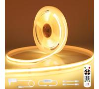 Öuesen Tira LED COB 5M Blanco Calido 3000K, COB tira de LED 24V Regulable, tira de luz LED autoadhesiva IP44 impermeable con Mando a distancia y fuente de Alimentación, Tira LED para TV, Cocina, Sala