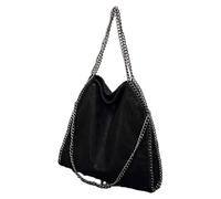 OEUVREBY Bolso de mano funcional y hermoso para artículos esenciales diarios, clásico y atemporal, con cadena, bandolera, bolso de hombro, color plateado y blanco, Black, as description