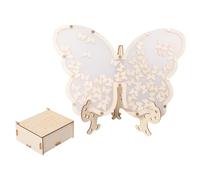 Oewnvmd Libro de Invitados de Boda para 40 Invitados una 200 Invitados, de Mariposa de Madera con Mariposas PequeñAs