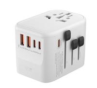 Oewwthy Adaptador de Viaje Internacional GaN65W, 2 USB, 3 Tipo C, Adaptador de Carga Rápida GAN con Enchufe UE, AU. UU. y Reino, Adaptador de Viaje Internacional