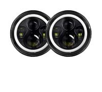 OEXRIG Faros Delanteros Para Land Para Rover Para Defender 90 110 Kit De Faros LED Redondos Angel Eyes Halo 2 Piezas Coche 7 "Faros FARO PRINCIPAL(Black 2pcs)