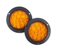 OEXRIG Piloto Posterior Luces Traseras Redondas Para Coche 12V 24V 16 LED, 4 ", Señal Giro Trasera Parada Freno Marcha Atrás, Lámpara Para Camión Remolque 1 Ud./2 Uds. Piloto Trasero(2pcs yellow)