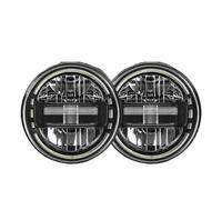 OEXRIGRU Faros principales Faros Delanteros LED 7'' H4 Haz Alto Y Bajo, Redondos, Para Land Para Rover Para Defender Juego De Faros Delanteros(2pcs Black)