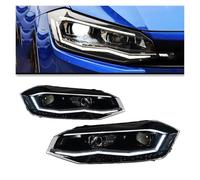 OEXRIGRU Faros Principales Para VW Para Polo 2019 2020 2021 2022 Faros Delanteros LED Con Lente De Ojo De Ángel Con Señal De Giro DRL Faro Principal(Plata)