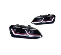 OEXRIGRU Faros principales Para VW Para POLO Faros 2011-2018 Para GTI Estilo Luces LED Diurnas Proyector Doble Coche Modificado Juego De Faros Delanteros(RHD,Red)