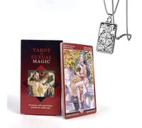 of Sexual Magic Tarot Deck- Juego de 78 Cartas - Tamaño 12x7 cm Papel Recubierto - Embalaje de Caja de Color Simple Principiantes - Incluye Collar de Tarot