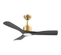 OFANTOP 132cm Ventilador de Techo Moderno con Luz y Mando a Distancia Motor DC Silencioso, 3 Palas de Hélice Negro Oro Ventilador de Techo Inteligente para Exteriores