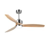 OFANTOP Ventilador de techo moderno de madera, 132 cm, con iluminación, mando a distancia, silencioso, motor DC conmutable para dormitorio, salón y garaje, madera natural
