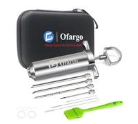 Ofargo Inyector de Condimento con 4 agujas de adobo, Se Utiliza para el Condimento de Carnes Como Carne de res, Pollo, Pavo; Jeringuilla Cocina 60 ml/2 oz; Con bolsa de EVA para guardarlo fácilmente