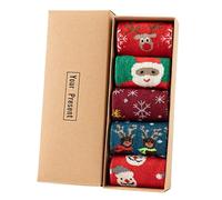 Ofcwoa Calcetines de Navidad para mujer, 5 pares de calcetines de Navidad para mujeres adultas, 5 pares de calcetines de invierno que absorben la humedad para viajes, residencia universitaria, regalo