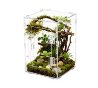 Ofcwoa Hábitat para arañas saltadoras | Terrario acrílico - Terrario de cristal acrílico | Para reptiles, peces, tortugas, dragones barbudos, serpientes, tortugas, gecos y cangrejos ermitaños