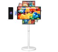 OFD TV portátil de 21.5 pulgadas con ruedas 1080P, 100% sRGB, 6 GB de RAM + 128 GB de almacenamiento, RollingTV, tableta grande con pantalla táctil con base, cámara web de 8 MP, sistema operativo